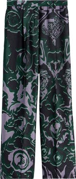 Dries Van Noten Bastis Abstract Floral Jacquard Pleated Crepe Straight Leg Pants