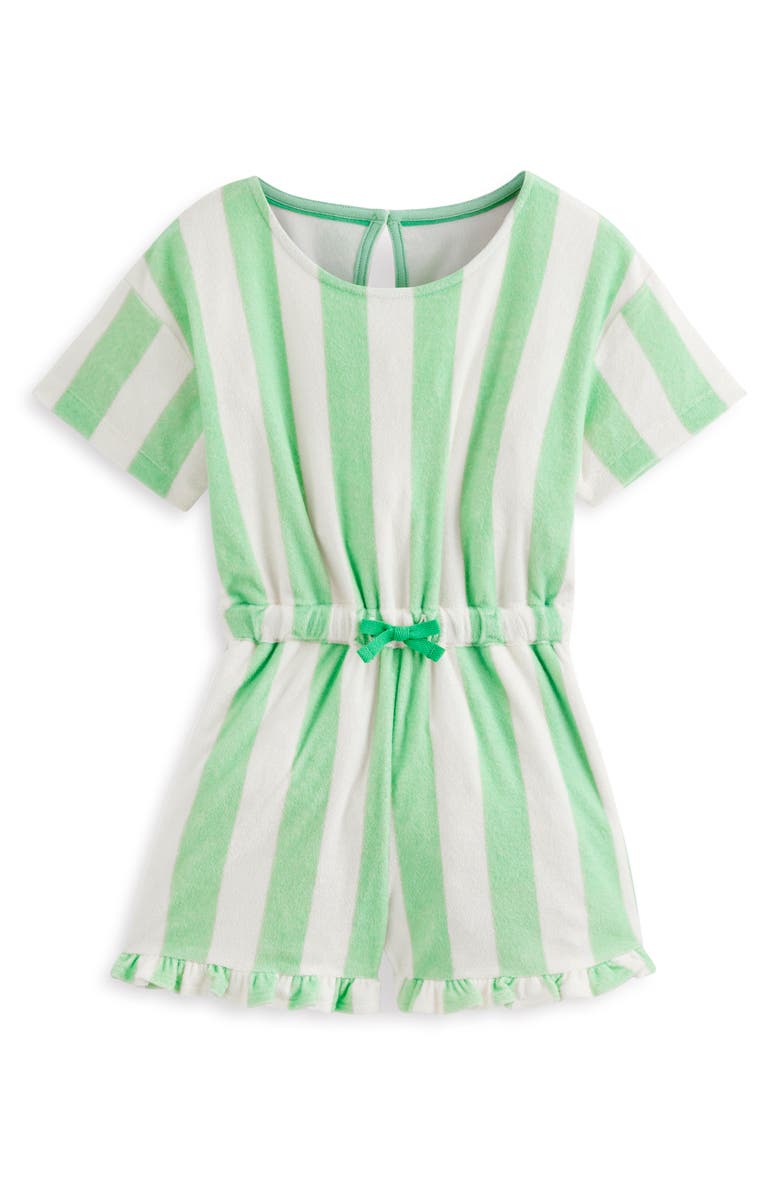 Mini Boden Kids' Stripe Terry Romper, Main, color, Pale Green Stripe