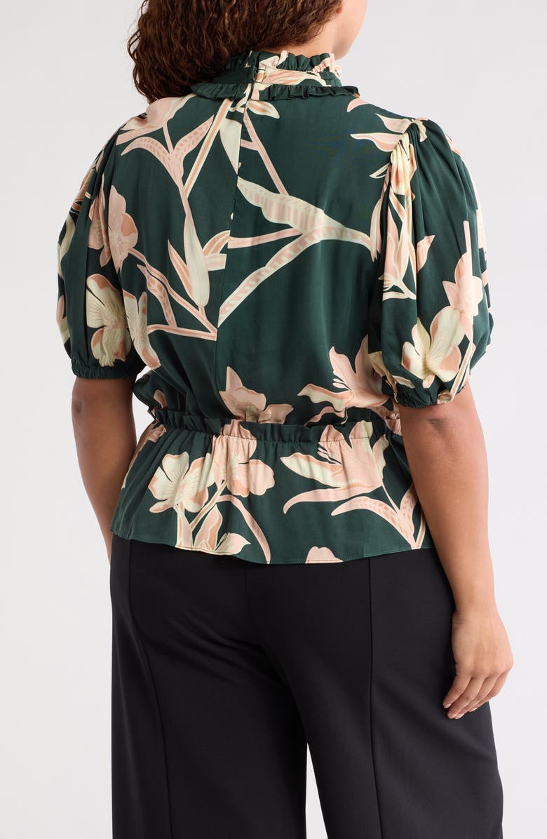 T Tahari Floral Peplum Top, Alternate, color, 