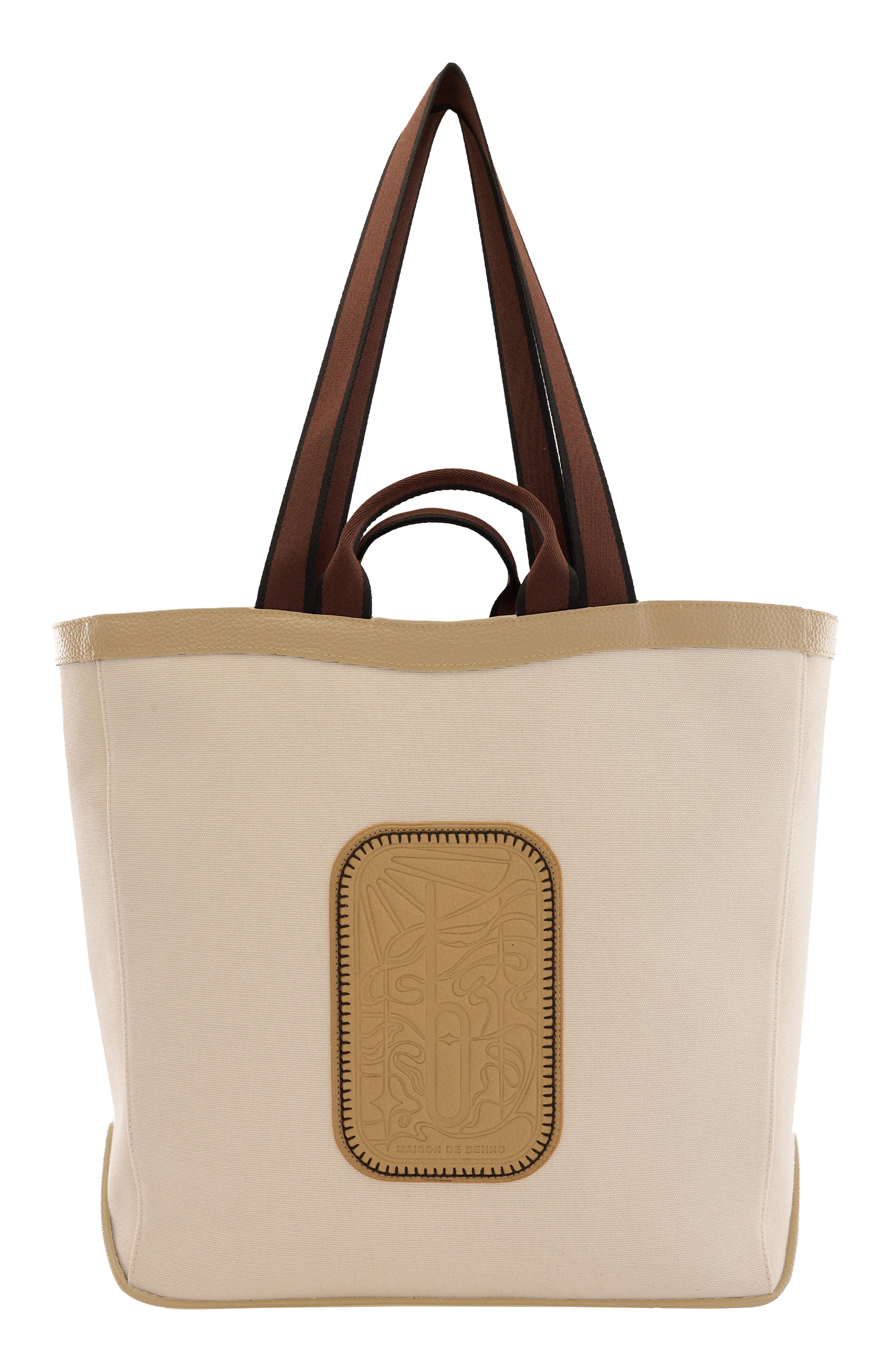 Maison Large Canvas & Leather Tote, Main, color, SAND/ BISQUE