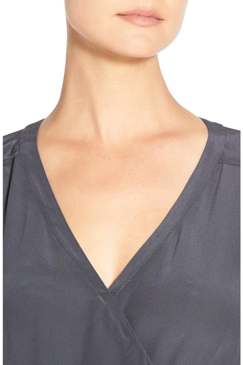 'Kali' Silk Surplice Dress, Alternate, color, STORM BLUE