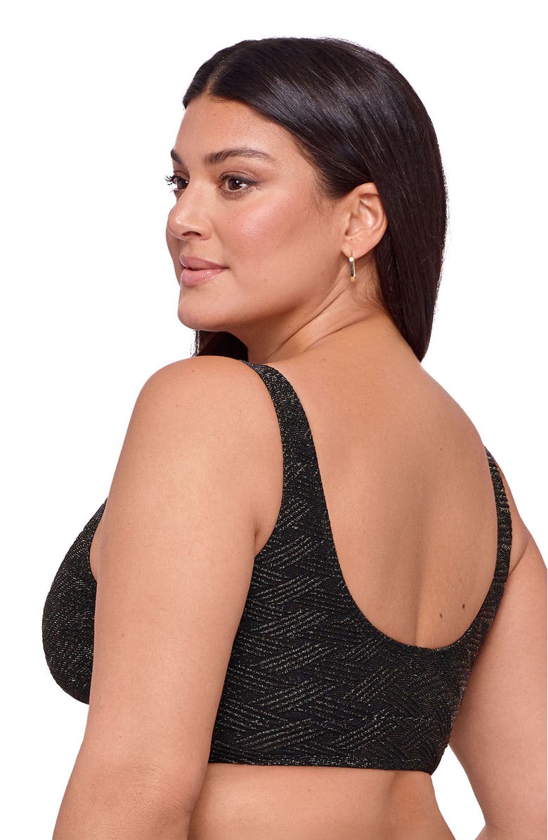 S3 Apparel Novelty Banded Cinch Front Bikini Top, Alternate, color, Onyx Black Basket Weave