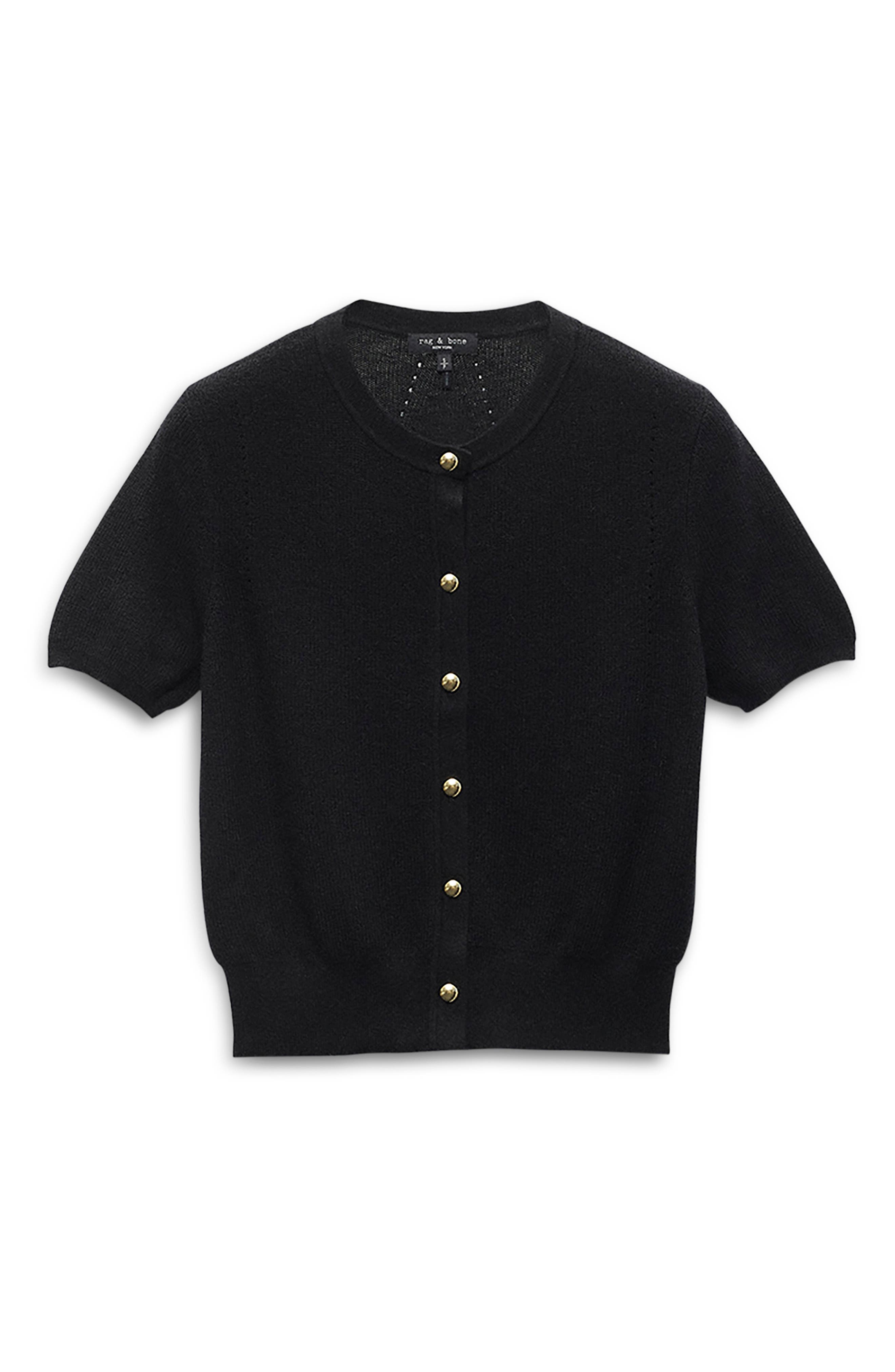 rag & bone Dina Short Sleeve Cotton & Cashmere Blend Cardigan