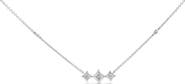 Haus of Brilliance 10K White Gold Bezel Set Diamond 3 Stone Kite Shape and Station Necklace