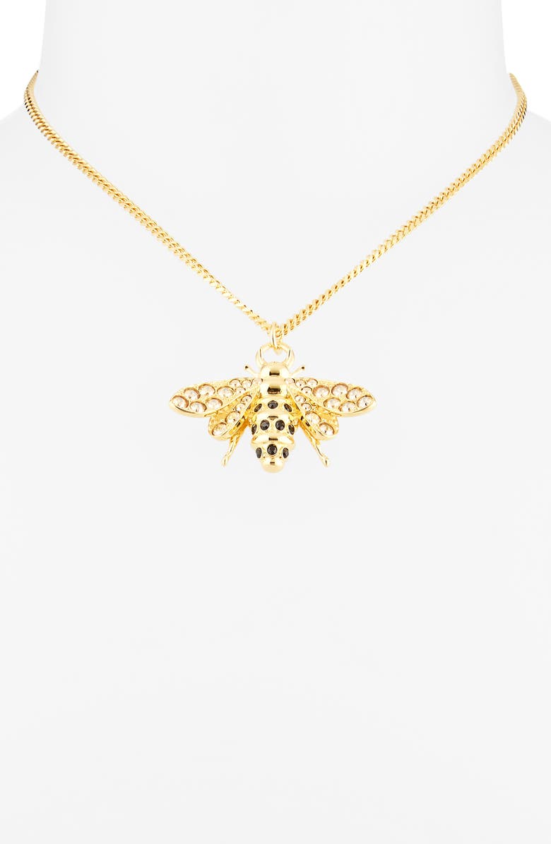 Oscar de la Renta Small Bee Pendant Necklace, Alternate, color, Golden Shadow