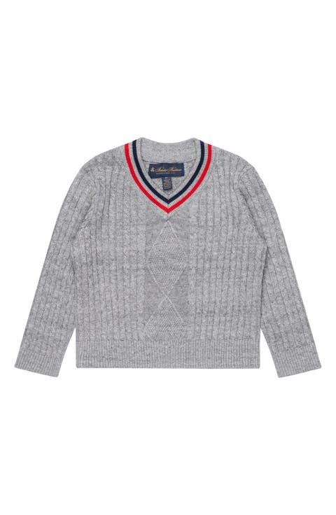Kids' Cable Cotton V-Neck Sweater