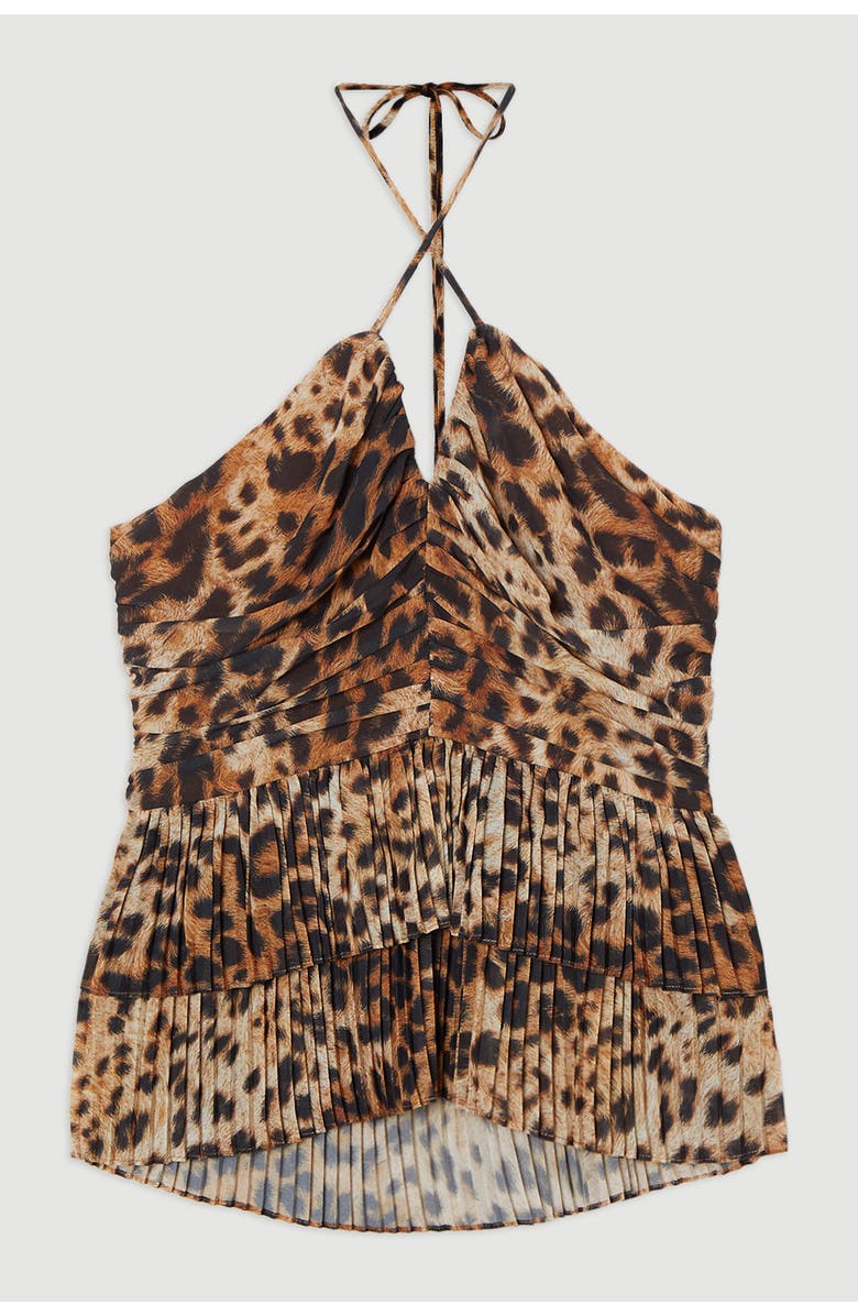Karen Millen Tiered Halterneck Top, Alternate, color, Animal