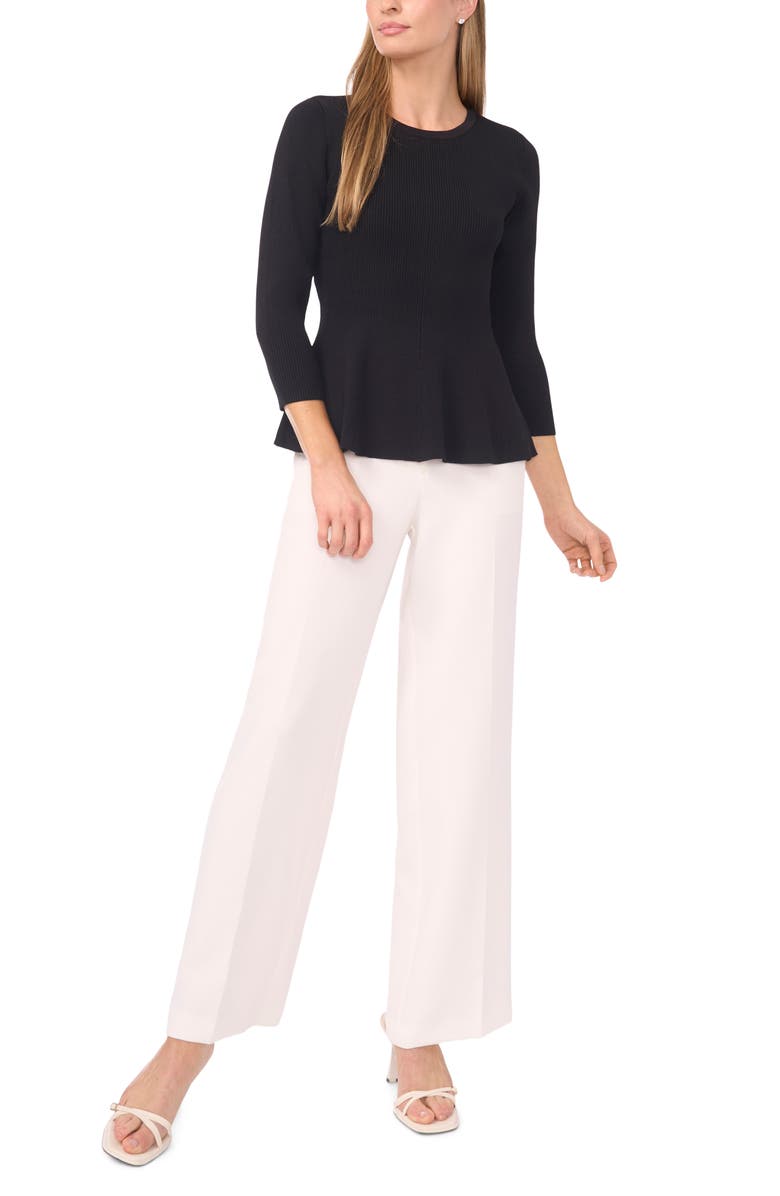 Halogen<sup>®</sup> Rib Peplum Sweater, Alternate, color, Rich Black