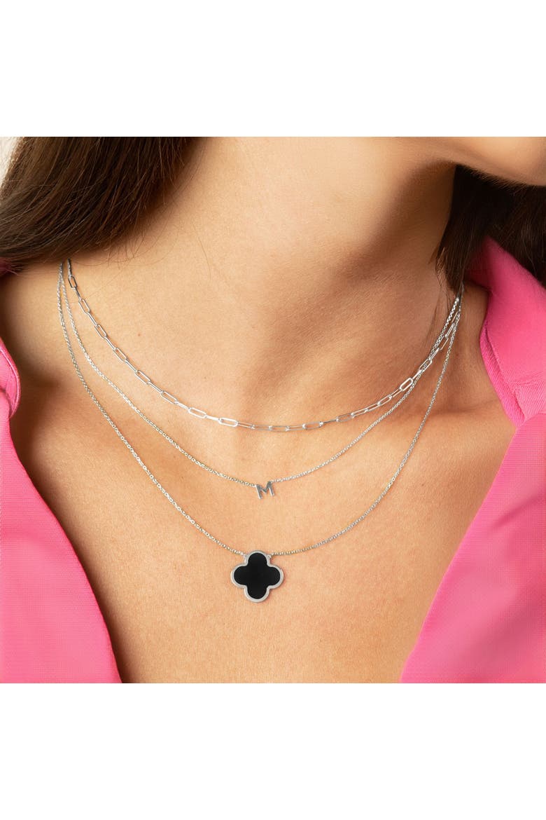 Mini Paperclip Link Chain Necklace, Alternate, color, White Gold