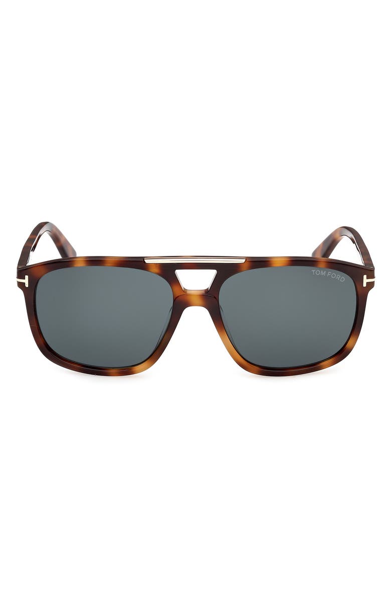 TOM FORD Brianna 58mm Gradient Navigator Sunglasses, Main, color, Havana Rose Gold / Dark Teal