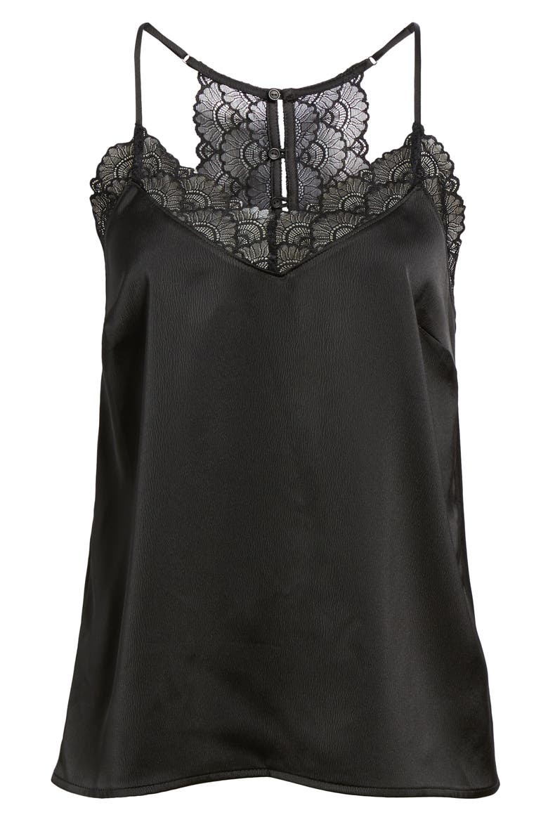 Gibson x Living in Yellow Betty Lace Trim Camisole (Nordstrom Exclusive), Alternate, color, BLACK/ BLACK