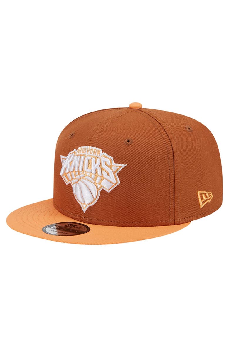 New Era Men's New Era Brown/Orange New York Knicks 2-Tone Color Pack 9FIFTY Snapback Hat, Main, color, 