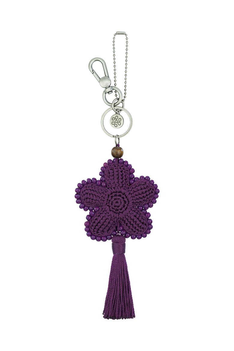 Yarnicharmz Crochet Flower Dangle, Alternate, color, Aubergine