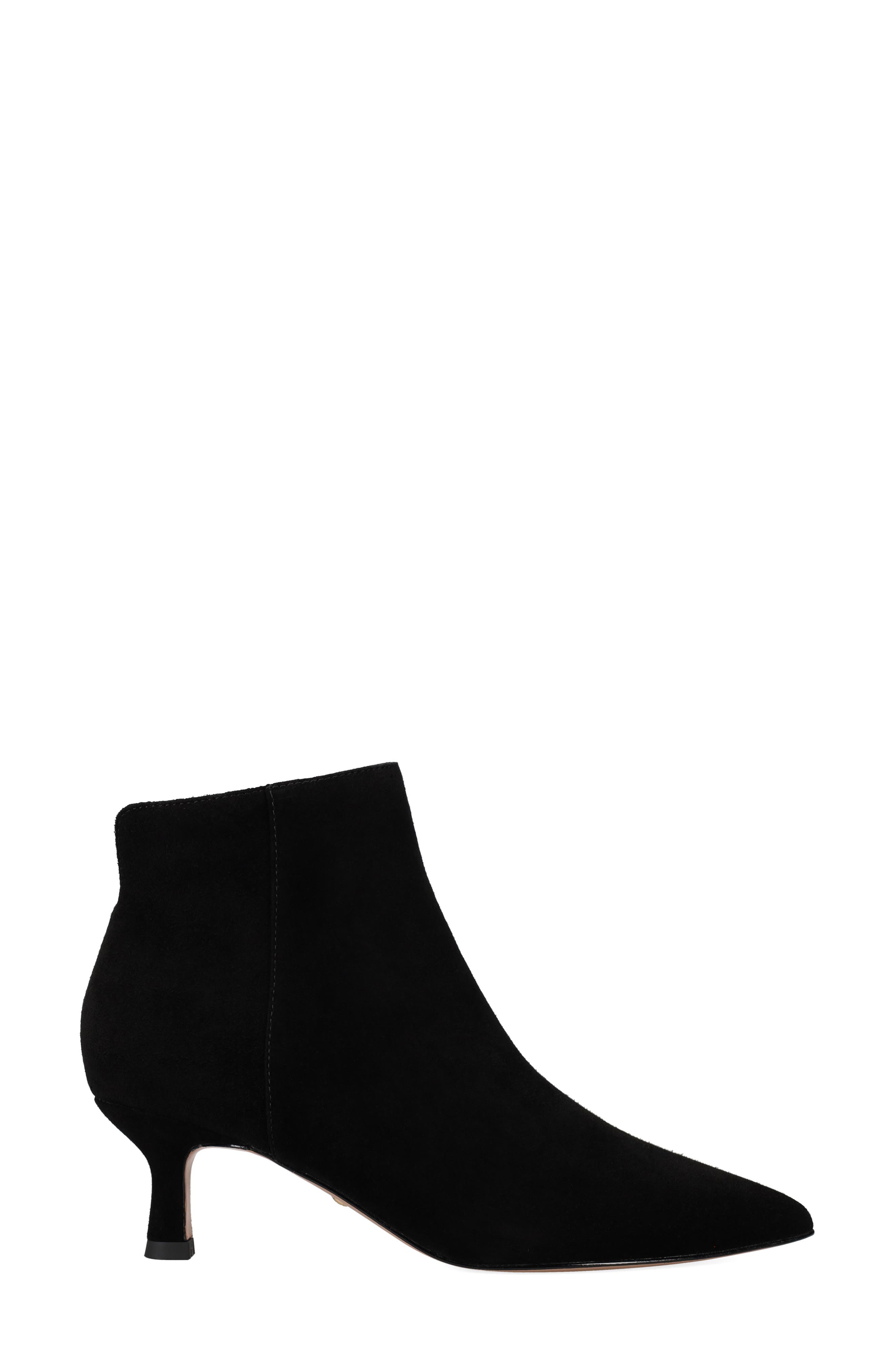 Pelle Moda Kiesa Pointed Toe Kitten Heel Bootie, Alternate, color, Black