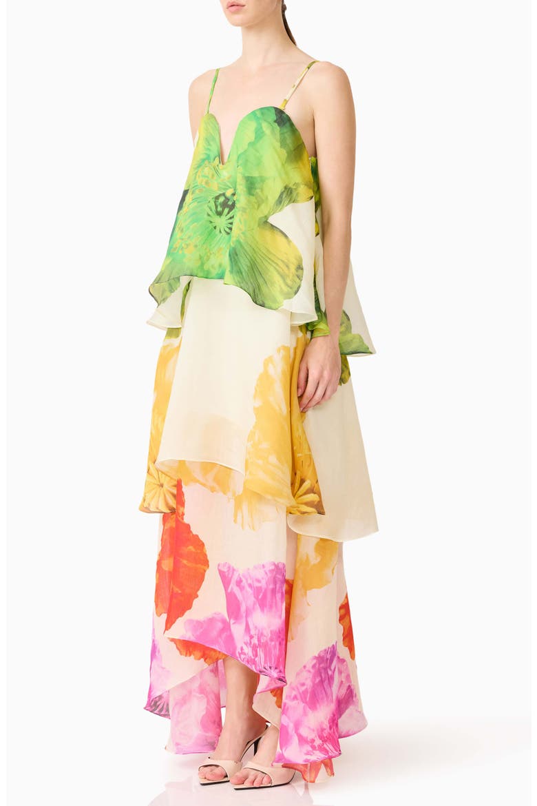 Lilia Floral Tiered High-Low Gown, Alternate, color, FLORAL MULTI