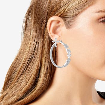 Cross Studs & Logo Hoop Earrings