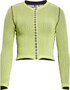 Chopova Lowena Fishnet Layered Crop Cardigan