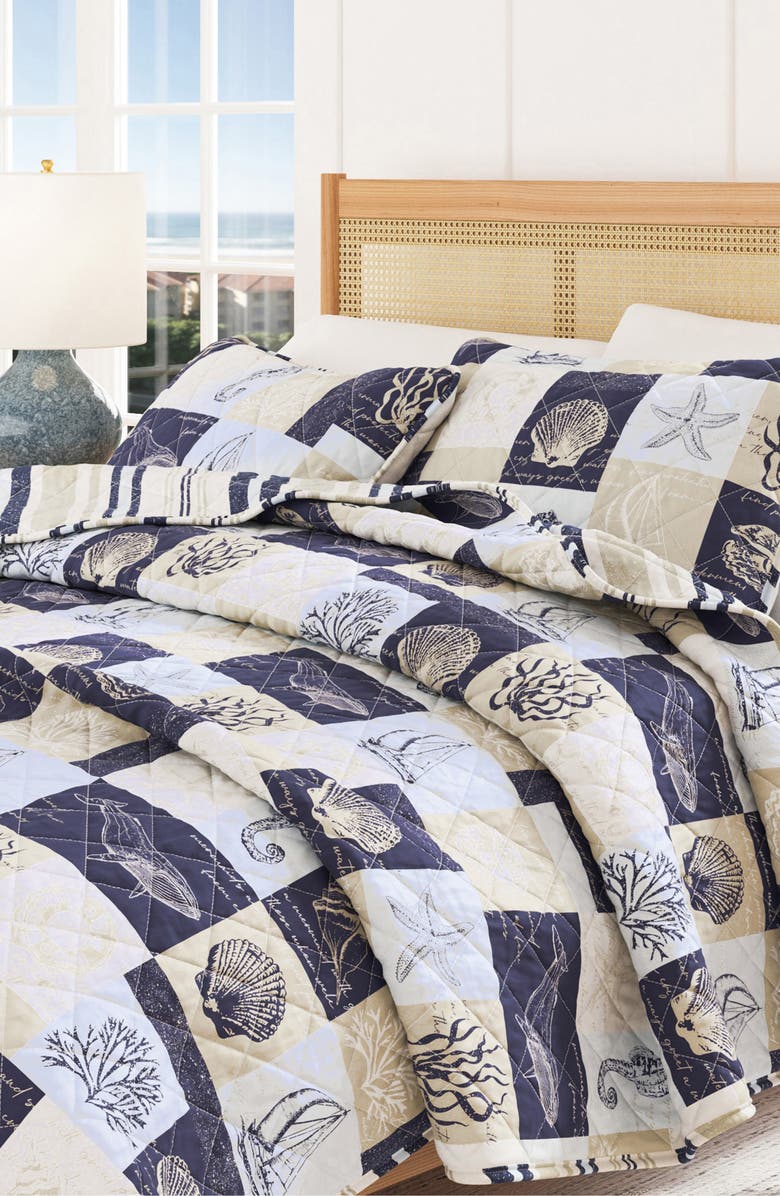 Woven & Weft Coastal Patchwork Reversible Microfiber Quilt Set, Alternate, color, Coastal Patchwork