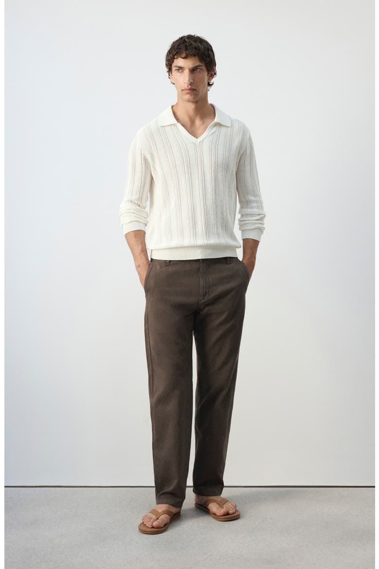 Relaxed Fit Cotton & Linen Jeans, Alternate, color, BROWN