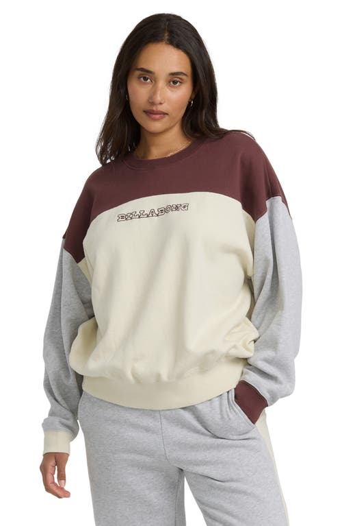 Billabong Get It Kendal Embroidered Colorblock Cotton Blend Fleece Sweatshirt In Neutral