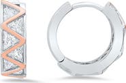 Queen Jewels Two-Tone Cubic Zirconia Zigzag Huggie Hoop Earrings