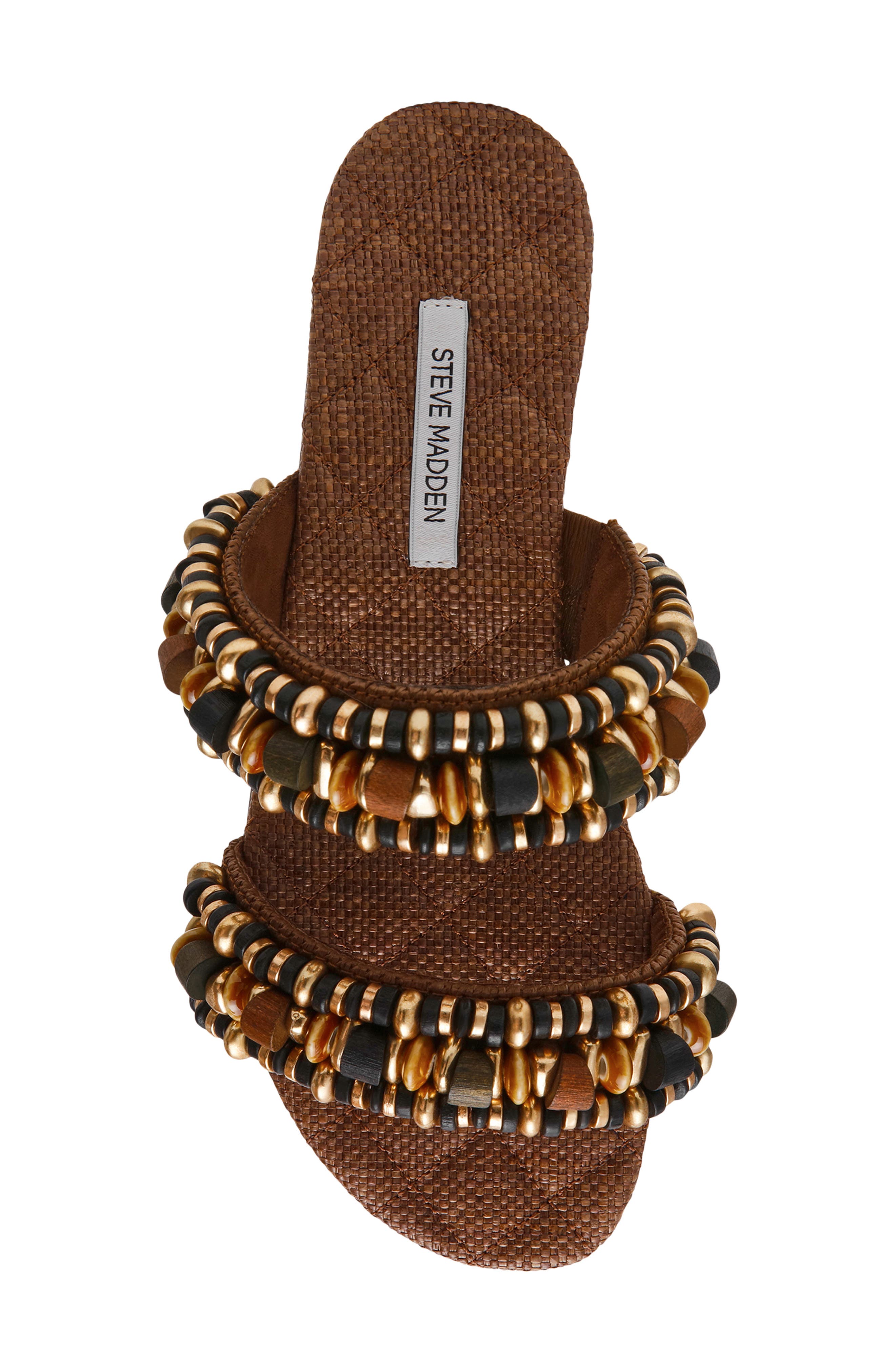 Steve Madden Messima Beaded Two-Strap Sandal, Alternate, color, Brown Raffia