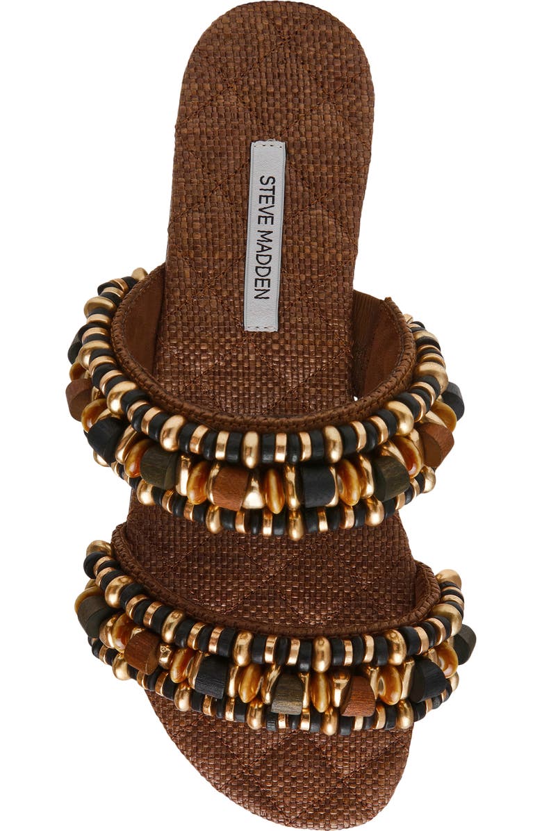 Steve Madden Messima Beaded Two-Strap Sandal, Alternate, color, Brown Raffia