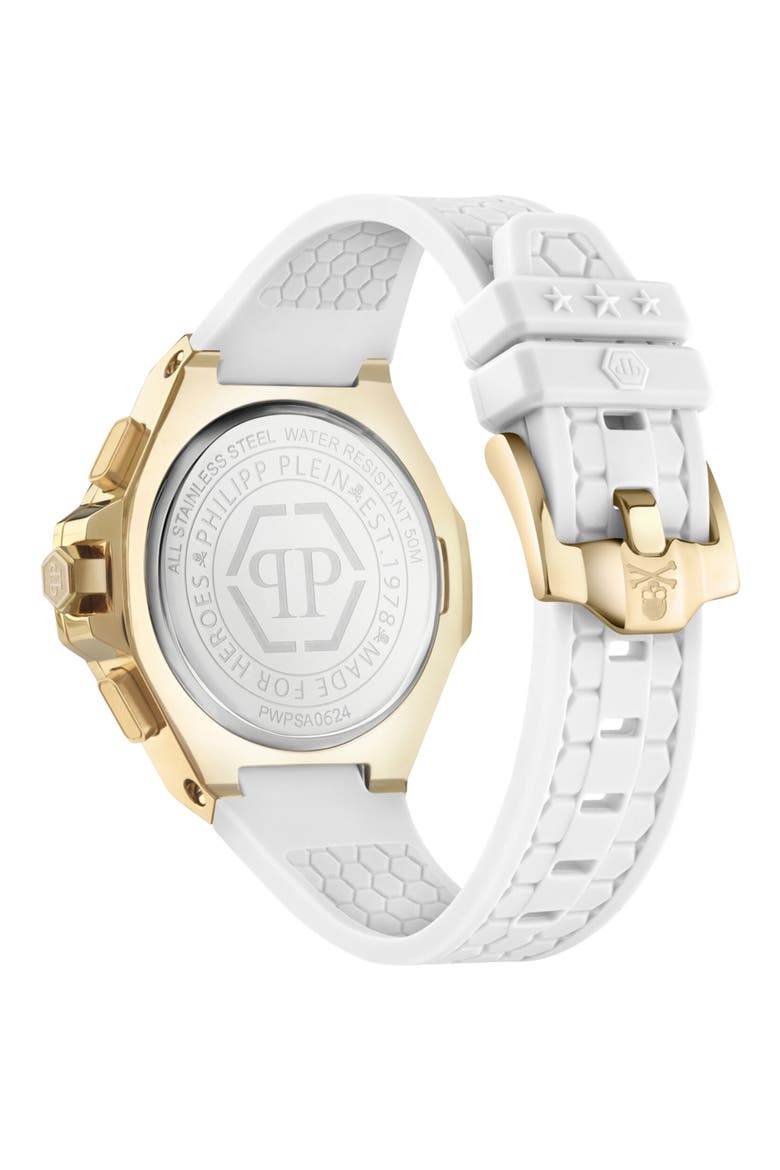 Royal Chronograph Silicone Strap Watch, 42mm, Alternate, color, IP YELLOW GOLD
