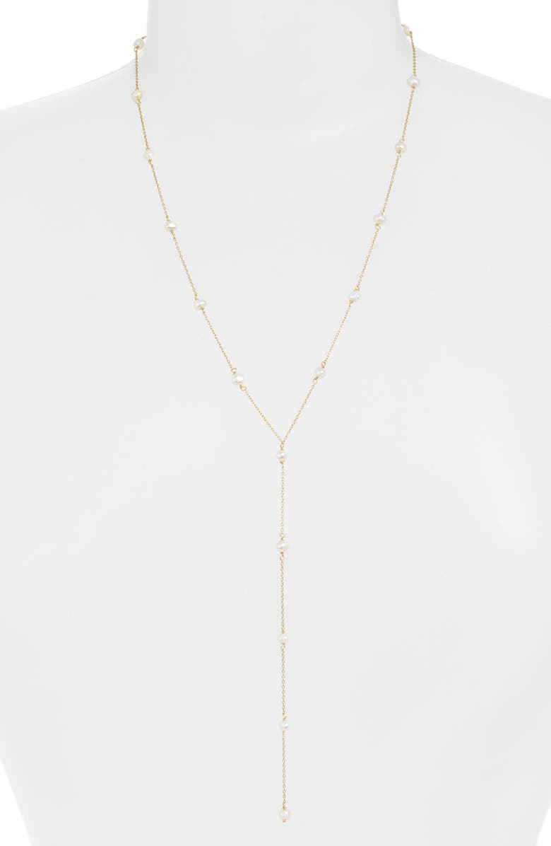 BY ADINA EDEN Adina's Jewels Mini Imitation Pearl Y-Necklace, Alternate, color, 