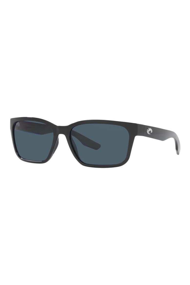 Palmas 57mm Polarized Rectangular Sunglasses, Alternate, color, BLACK