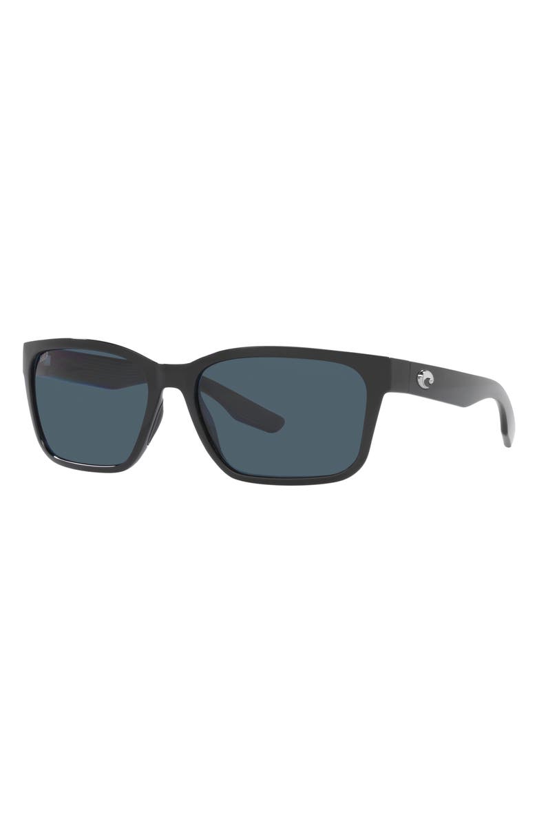 Costa Del Mar Palmas 57mm Polarized Rectangular Sunglasses, Alternate, color, Black