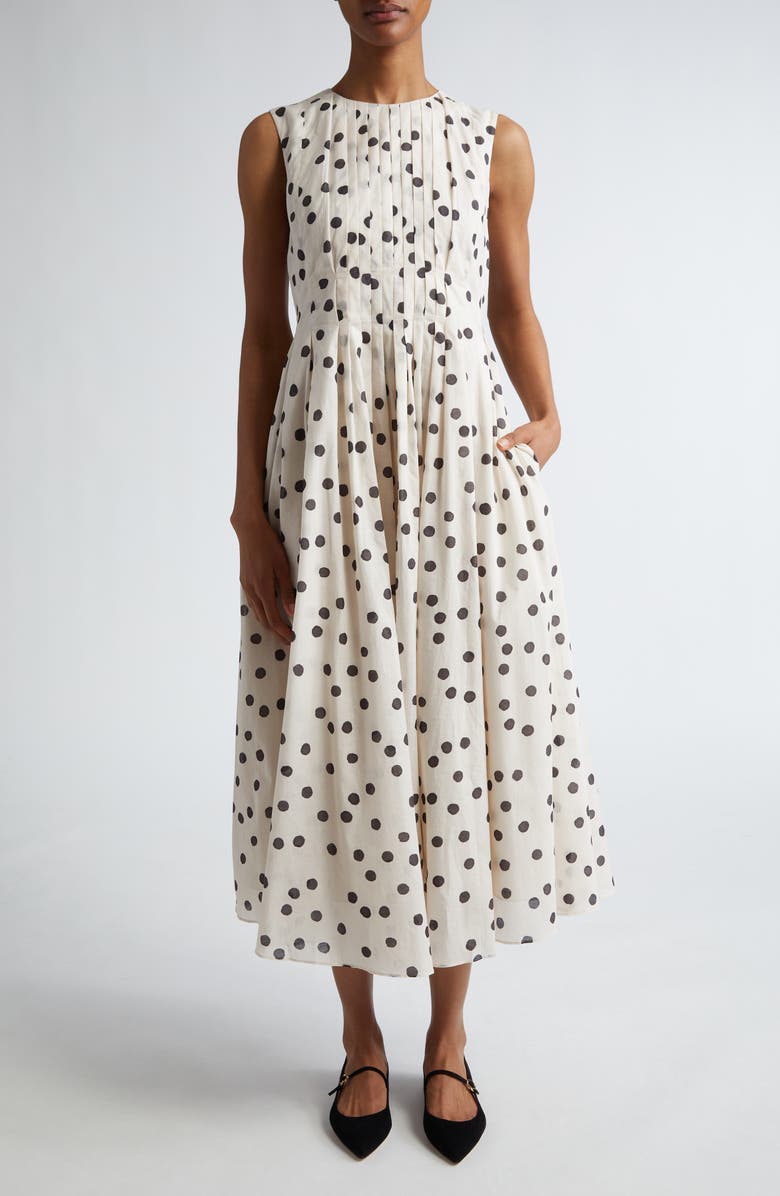 Max Mara Carol Polka Dot Sleeveless Dress, Main, color, 