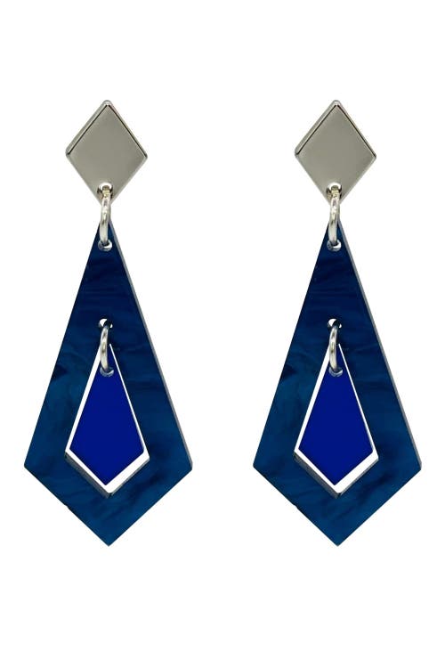 Toolally Art Deco Diamond Earrings In Blue