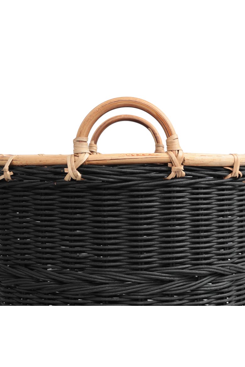 Vista Handwoven Rattan Nesting Storage Baskets with Handles, Alternate, color, Black