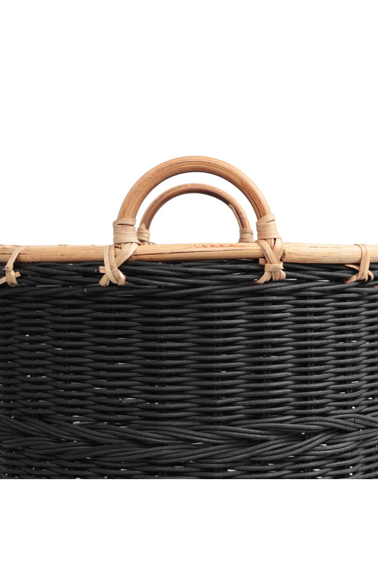 HAPPIMESS Vista Handwoven Rattan Nesting Storage Baskets with Handles, Alternate, color, Black