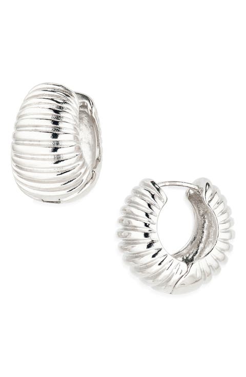 Wide Ribbed Hoop Earrings