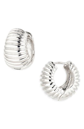 Tasha Wide Ribbed Hoop Earrings In Metallic