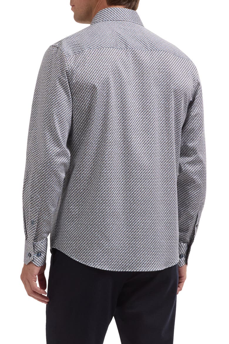 Axel Shaped Printed Long Sleeve Button Up Shirt, Alternate, color, TEAL