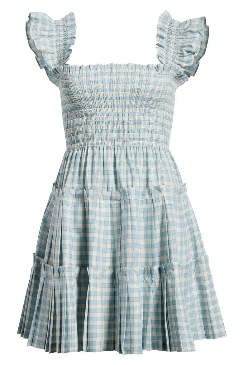 The Nap® Pleated Fit & Flare Minidress, Alternate, color, BLUE/ RED GINGHAM