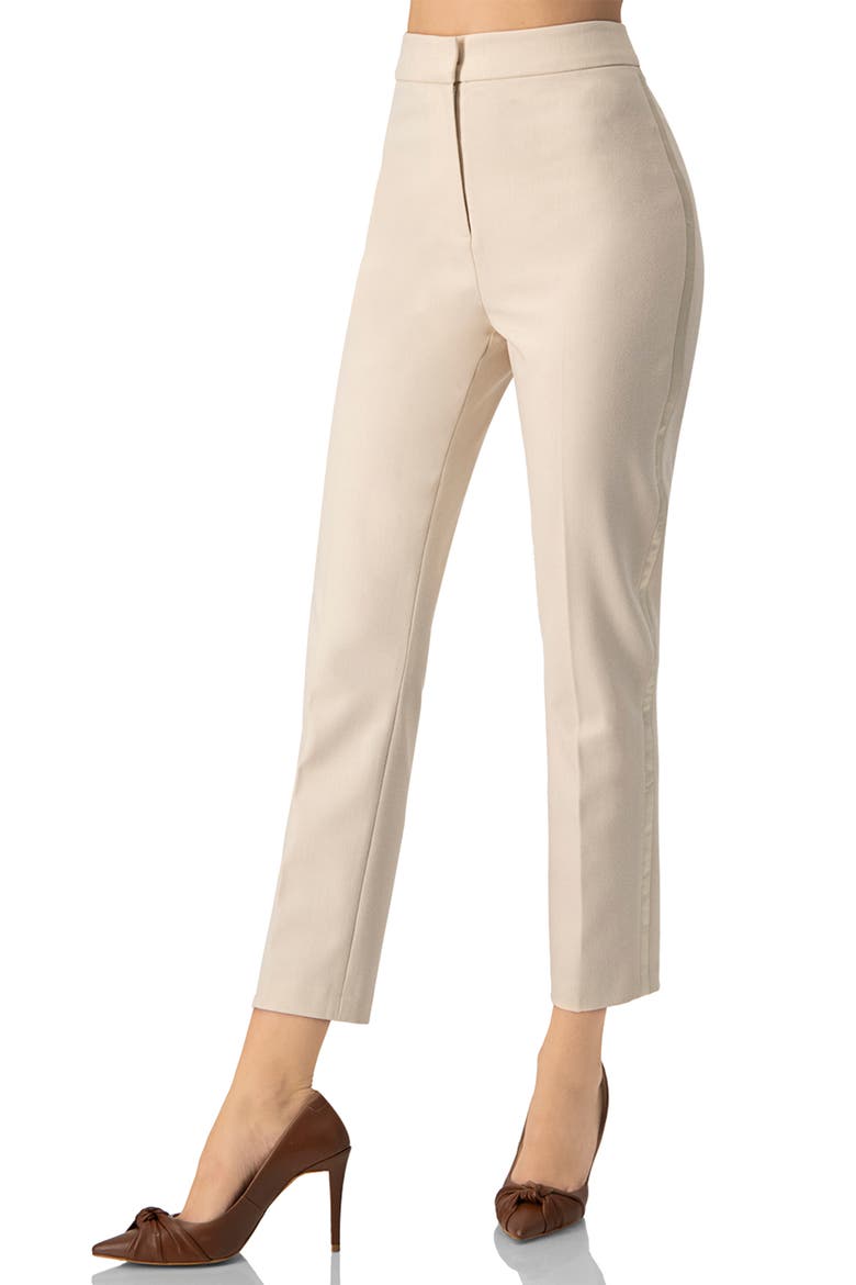 Straight Cut Tailored Capri Trousers, Alternate, color, Natural