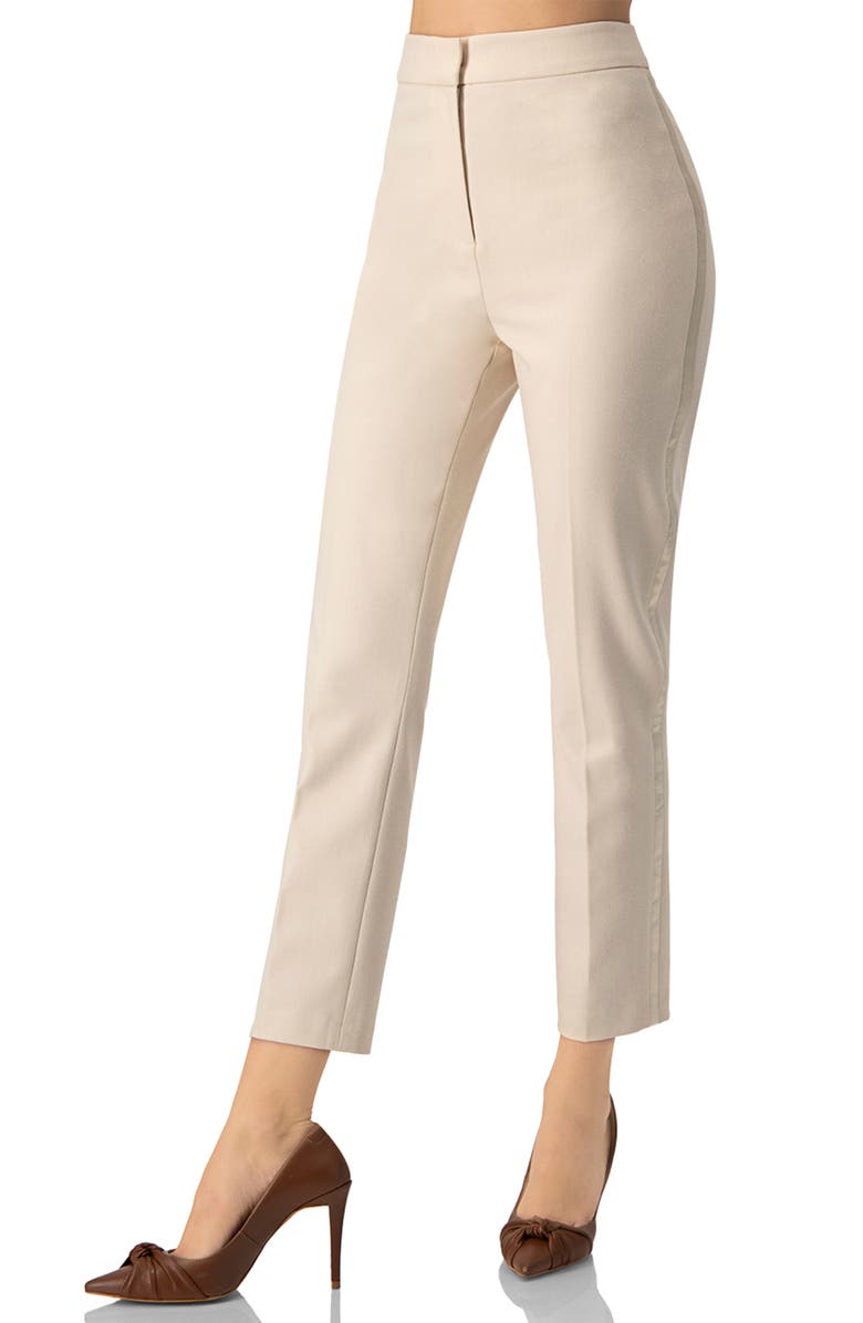IVONNE Straight Cut Tailored Capri Trousers, Alternate, color, Natural