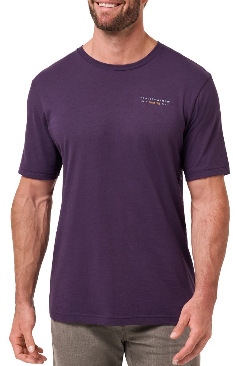 TravisMathew Social Hour Graphic T-Shirt, Main, color, Purple Velvet