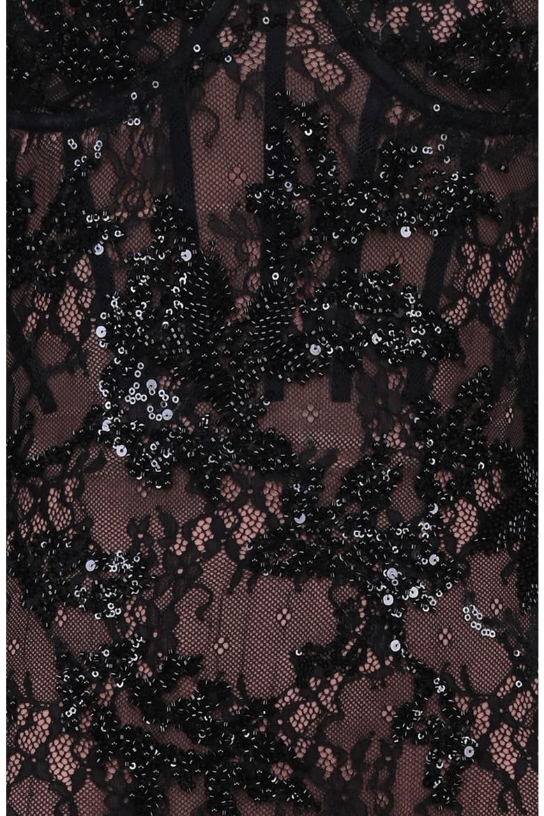 Lucelle Embellished Lace Maxi Dress, Alternate, color, BLACK