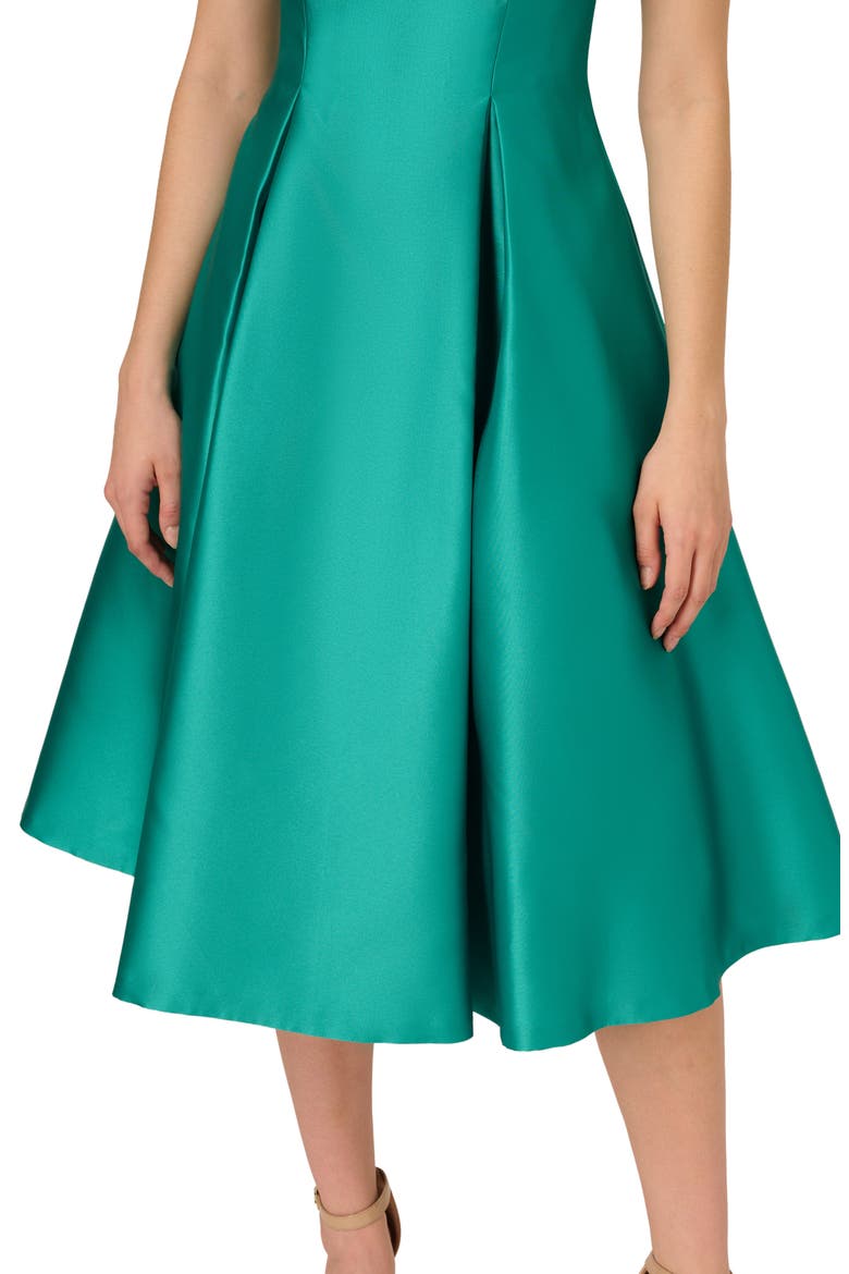 Sleeveless Mikado Fit & Flare Midi Dress, Alternate, color, BOTANIC GREEN