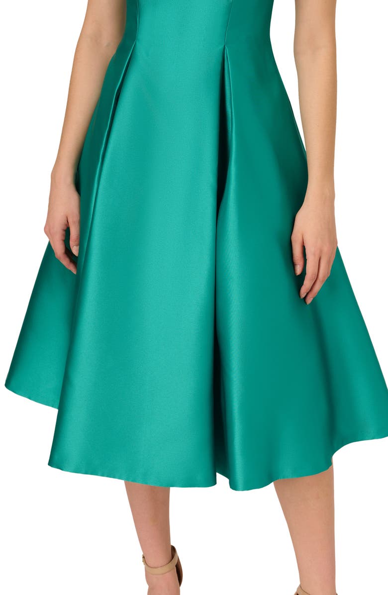 Adrianna Papell Sleeveless Mikado Fit & Flare Midi Dress, Alternate, color, Botanic Green