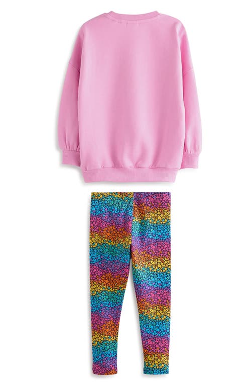 Little Bird Kids' Rainbow Heart Cotton Graphic Sweatshirt & Leggings Set In Pink