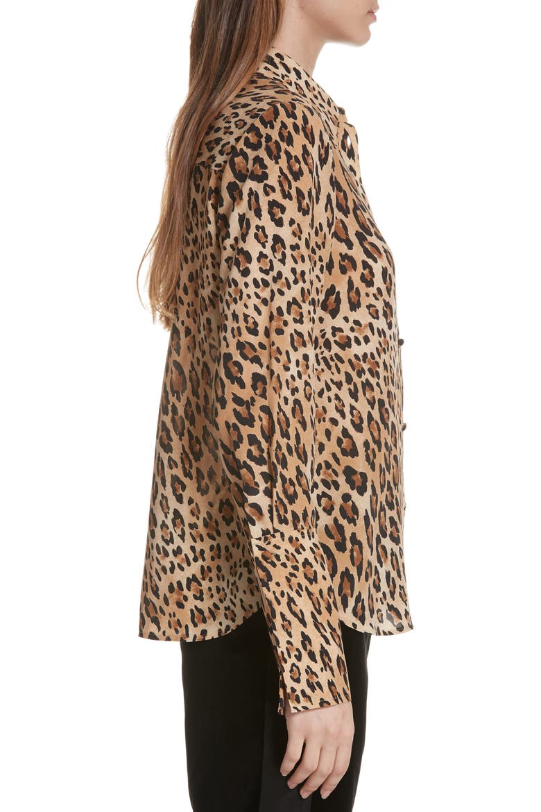 Leopard Print Silk Blouse, Alternate, color, CAMEL MULTI