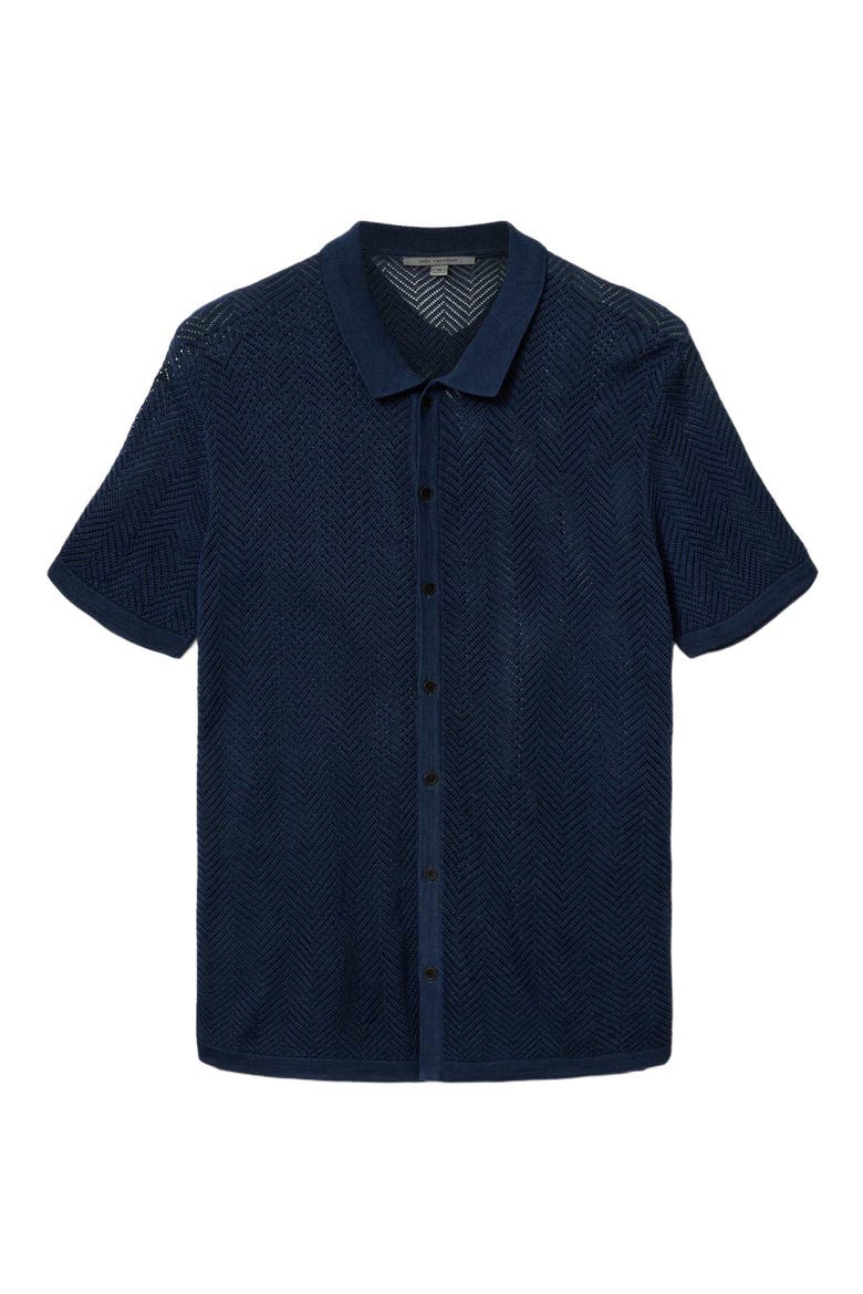 Ginsberg Herringbone Cotton Blend Sweater, Alternate, color, DEEP BLUE