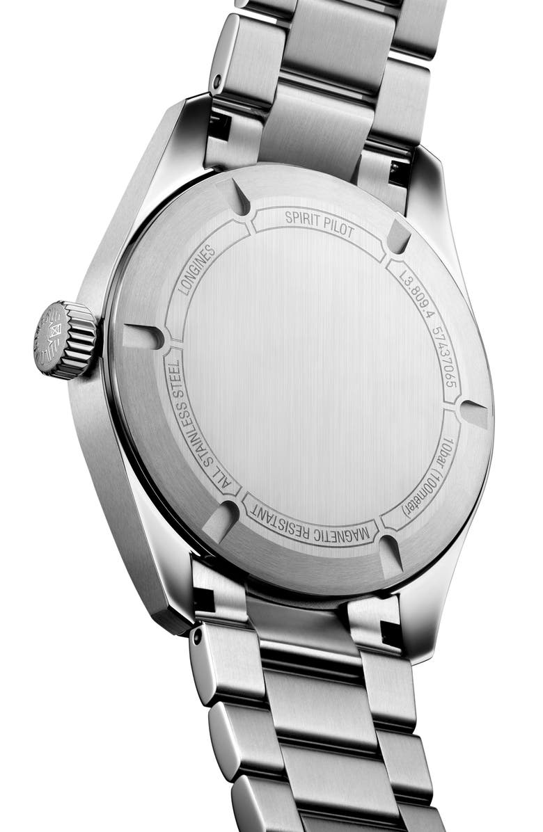 Longines Spirit Pilot Bracelet Watch, 39mm, Alternate, color, Black