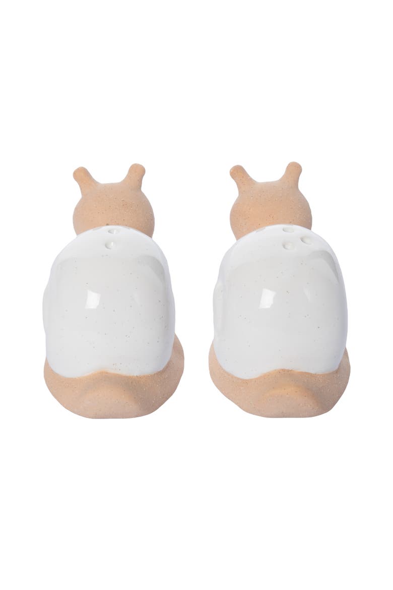 Ceramic Snail Salt and Pepper Set of 2 White for Spring Serving and Entertaining, Alternate, color, Multicolored